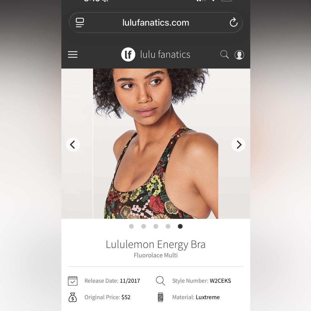 66. Lululemon Athletica Energy Bra in Flourolace Multi
